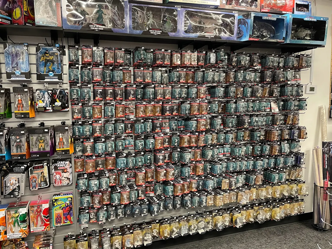 A wall of collectable action figures