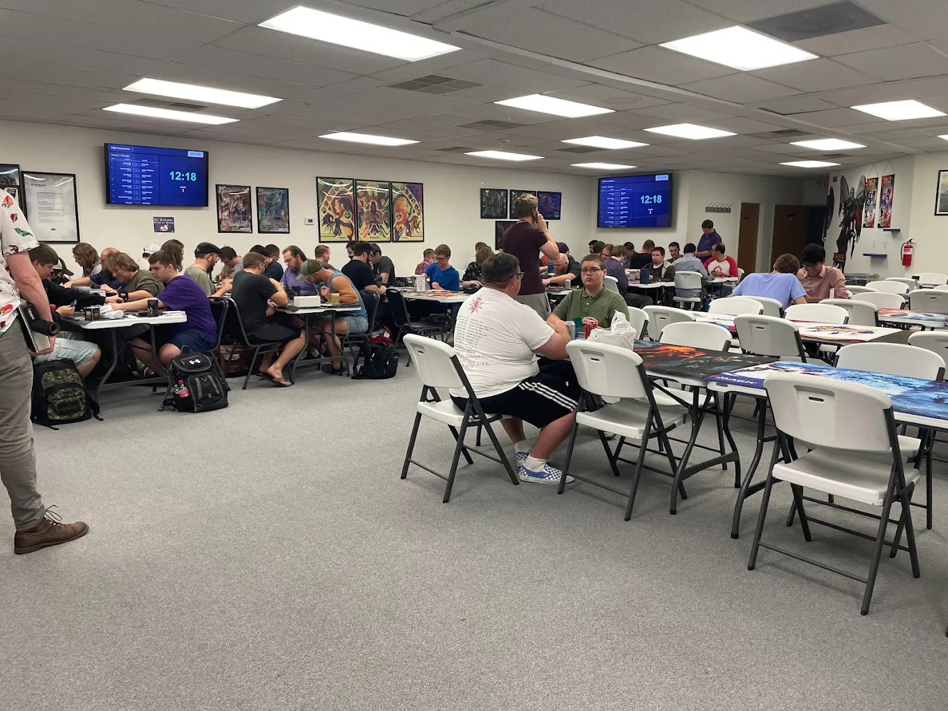 Players gathered at the tables on a game night